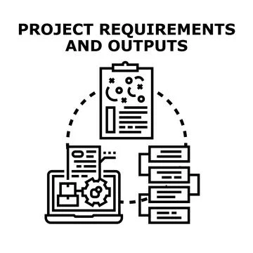 Project requirements and outputs managing workflow process Stock Illustration