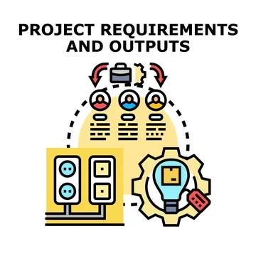 Project requirements connecting to outputs and solutions 스톡 일러스트