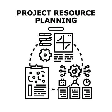 Project resource planning managing business workflow development 스톡 일러스트