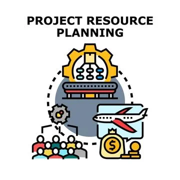 Project resource planning managing team finances and logistics Stock Illustration