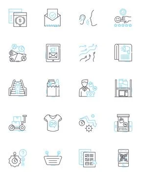 Project resources linear icons set. Allocation, Availability, Budget, Capacity Ilustración de archivo