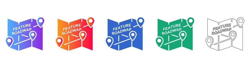 Project Roadmap Map Pin Icon Set Illustration