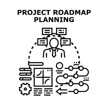 Project roadmap planning managing business development strategy Stock Illustration