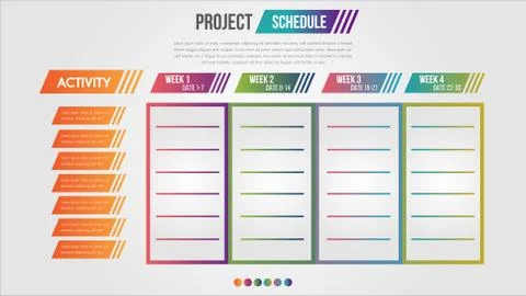 Project schedule chart daily and weekly timetable infographic Stock Illustration
