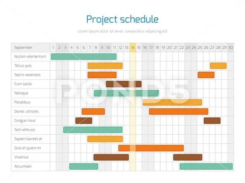 Project schedule chart, overview planning timeline vector diagram Stock Illustration