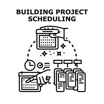 Project scheduling and management planning process concept Stock Illustration