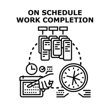 Project scheduling and work completion concept Stock Illustration