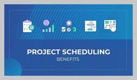 Project scheduling benefits presentation slide template Illustration