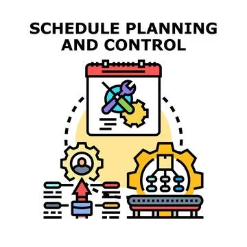 Project scheduling planning and control process concept Stock Illustration