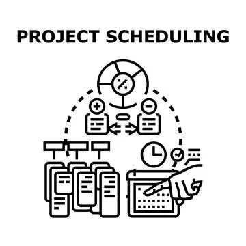 Project scheduling planning with tasks and deadline management Illustrazione stock