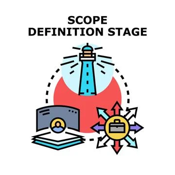 Project scope definition stage planning and strategy Stock Illustration