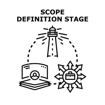 Project scope definition stage planning and strategy 库存插图