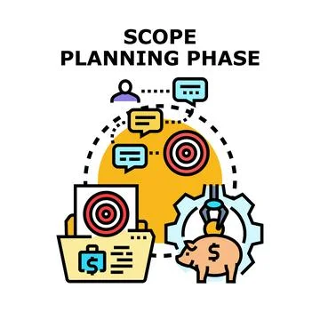 Project scope planning phase development process Stock Illustration
