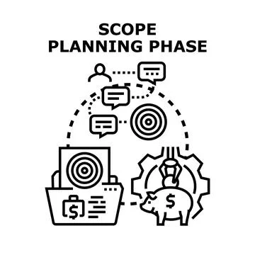 Project scope planning phase development process Stock Illustration