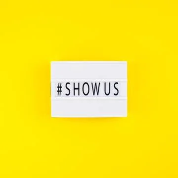 Project Show Us Concept with lightbox Foto stock