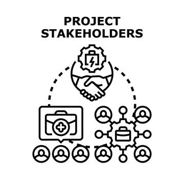 Project stakeholders collaborating on business development concept Stock Illustration