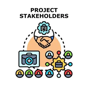 Project stakeholders collaborating on business development concept Stock Illustration