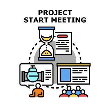 Project start meeting beginning new business strategy Stock Illustration