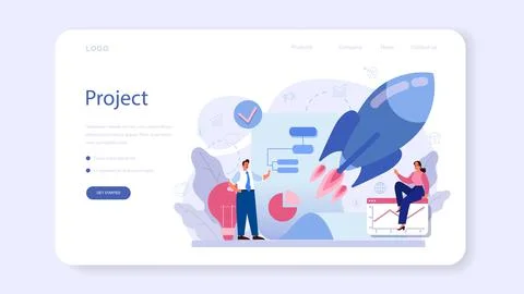 Project start web banner or landing page. Start up business Stock Illustration