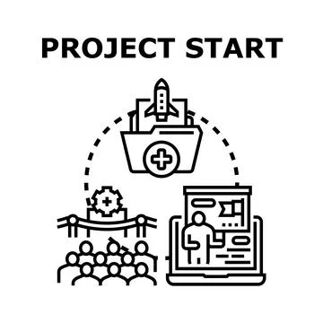 Project starting process, business development, team presentation Stock Illustration
