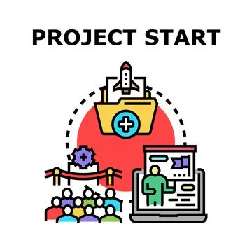 Project starting process, business development, team presentation Stock Illustration