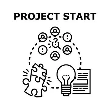 Project starting process representing new business organization development Stock Illustration