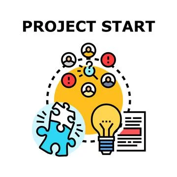 Project starting process representing new business organization development Stock Illustration