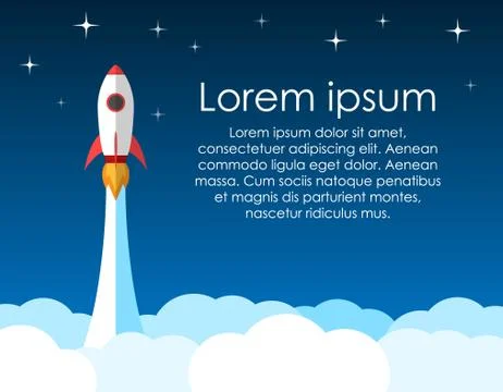 Project startup, rocket launch design template background Stock Illustration
