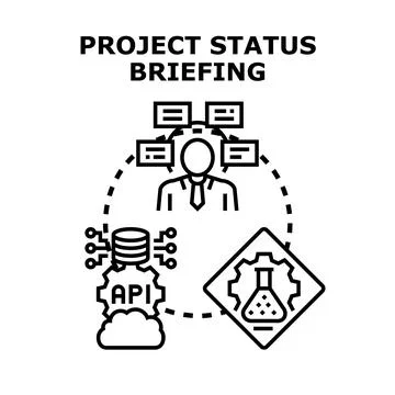 Project status briefing with data api development 库存插图