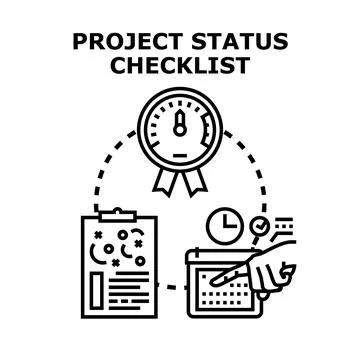 Project status checklist developing work progress control Stock Illustration