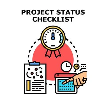Project status checklist developing work progress control Ilustración de archivo