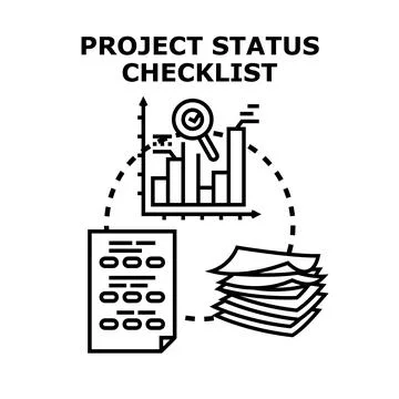Project status checklist management planning task progress Stock Illustration