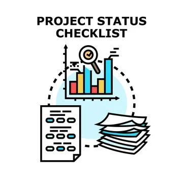 Project status checklist management planning task progress Stock Illustration