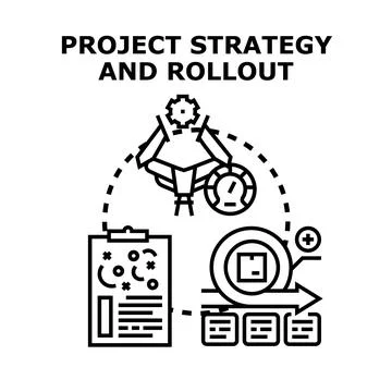 Project strategy and rollout process management development Stock Illustration