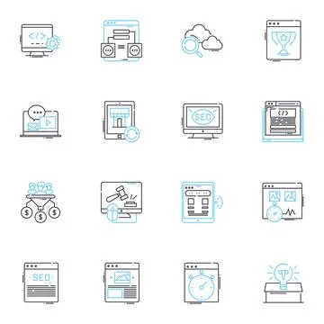Project strategy linear icons set. Alignment, Vision, Planning, Execution, Scope Stockillustratie