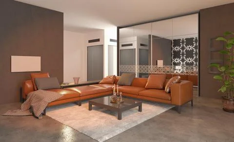 Project of a studio apartment with a modern style. Stock Illustration