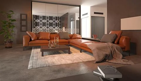 Project of a studio apartment with a modern style. Stock Illustration