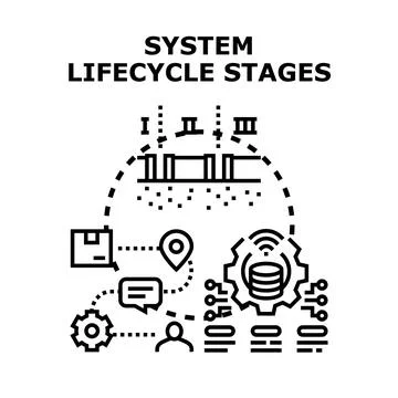 Project system lifecycle stages developing process business Stock Illustration
