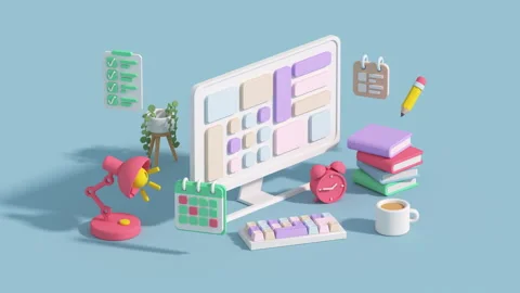 Project task management and effective time planning concept 3D render animation Stock Footage 217463845