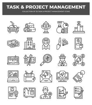 Project &amp; Task Management Icons. Streamline Your Workflow 스톡 일러스트