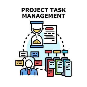 Project task management optimizing workflow efficiency and planning Stock Illustration