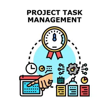 Project task management optimizing workflow and planning Stock Illustration