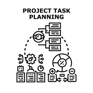 Project task planning workflow strategy management concept Stock Illustration