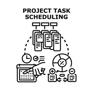 Project task scheduling organizing workflow management deadlines Stock Illustration