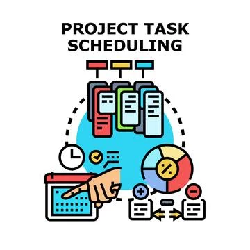 Project task scheduling organizing workflow management deadlines Stock Illustration