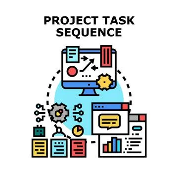 Project task sequence planning workflow concept illustration Stock Illustration