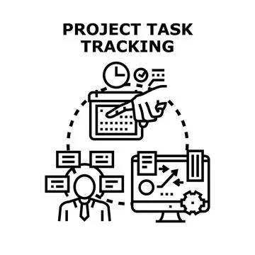 Project task tracking system workflow planning process Stock Illustration