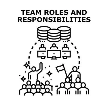 Project team defining roles and responsibilities Stock Illustration