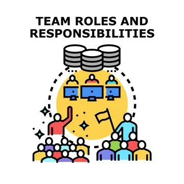 Project team defining roles and responsibilities Stock Illustration