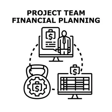 Project team developing financial planning strategy Stock Illustration